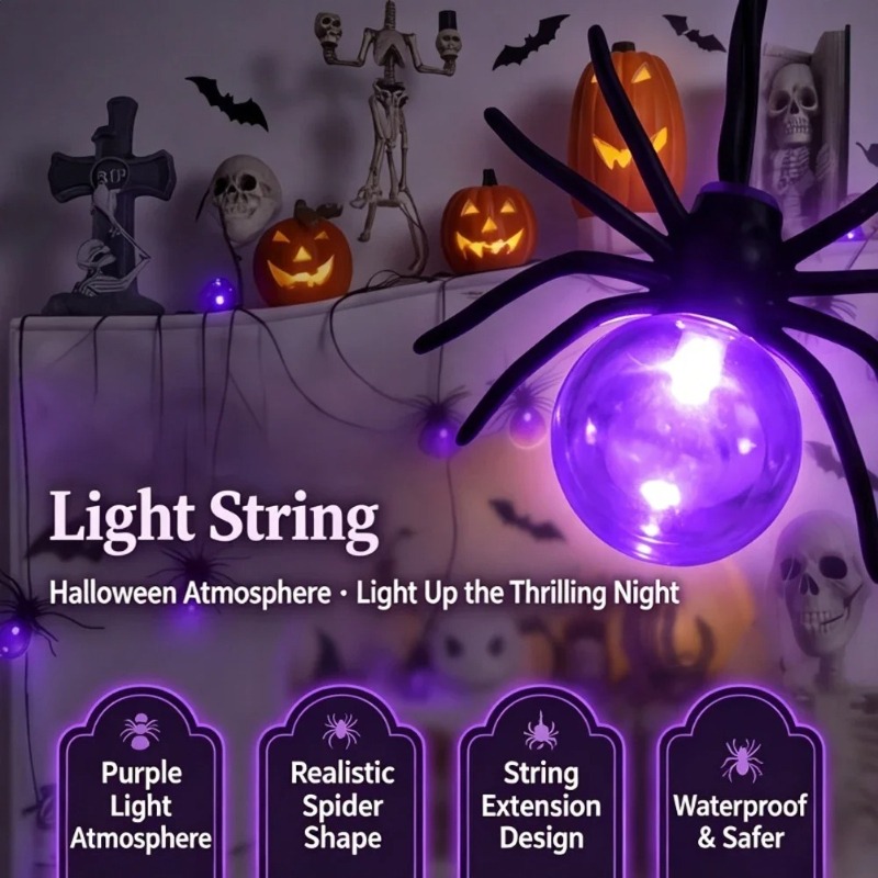 Outdoor Lighting Battery Powered - 배터리로 작동하는 거미 모양 LED 스트링