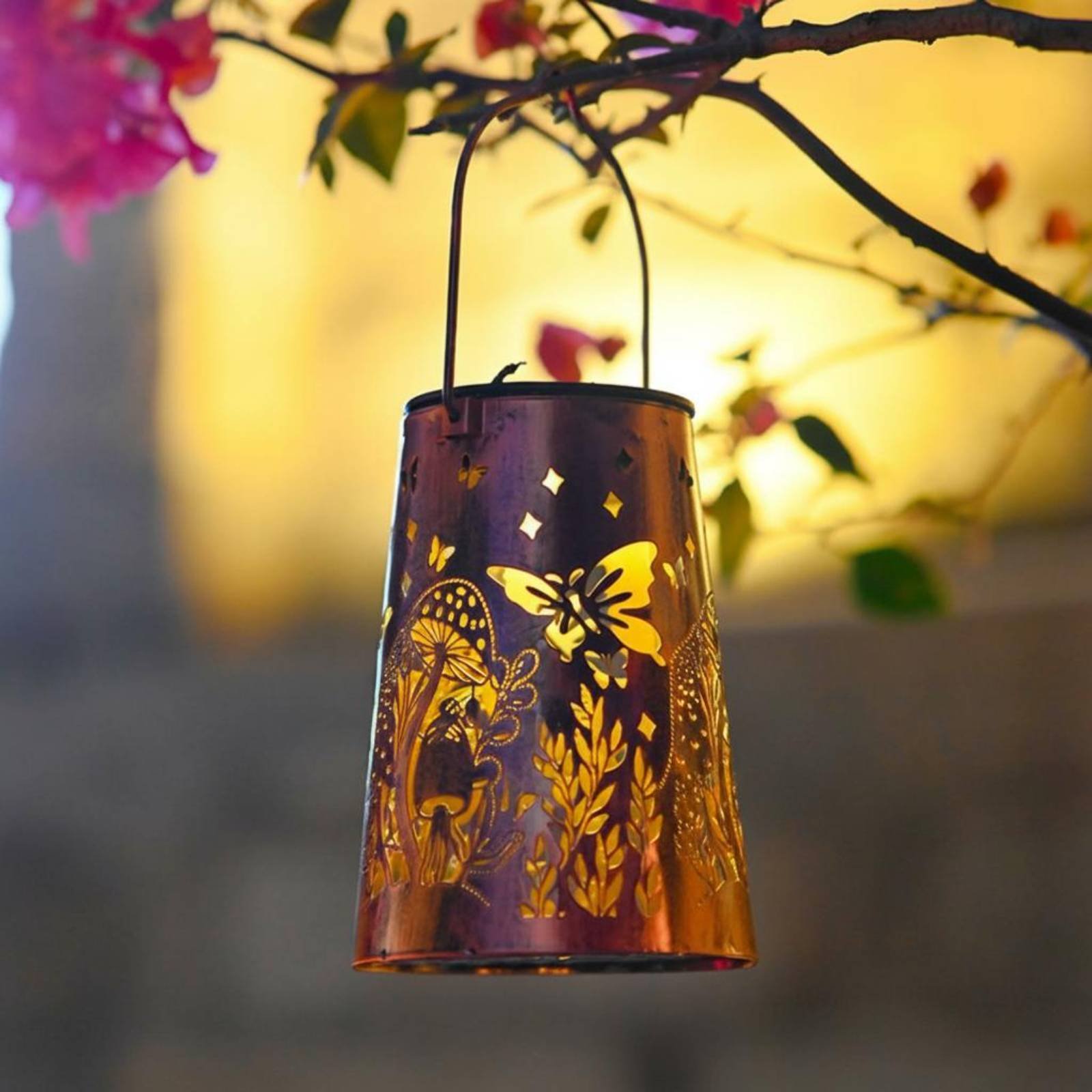 Outdoor Lighting Battery Powered - 꽃무늬 정원 랜턴 패턴 정원 조명기