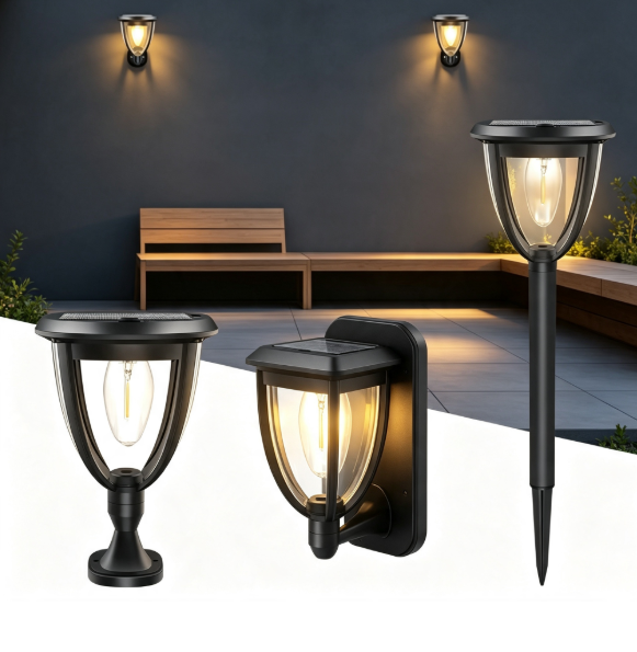Outdoor Lighting Wall Mount - 2PCS 야외 태양광 조명, 잔디밭 정원