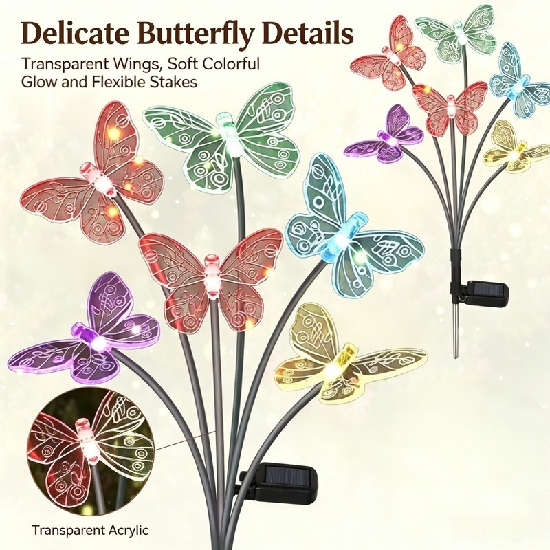 Outdoor Lighting Battery Powered - 태양광 나비 조명, 방수 LED 정원