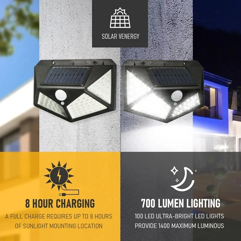 Outdoor Lighting With Motion Sensor - 100Led 다기능 태양 램프 야외 정원