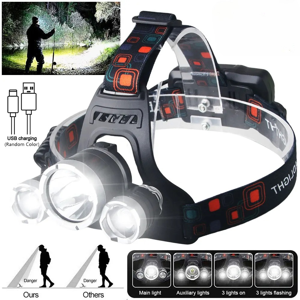 Outdoor Lighting Battery Powered - 고출력 LED 헤드램프 18650 충전식 배터리
