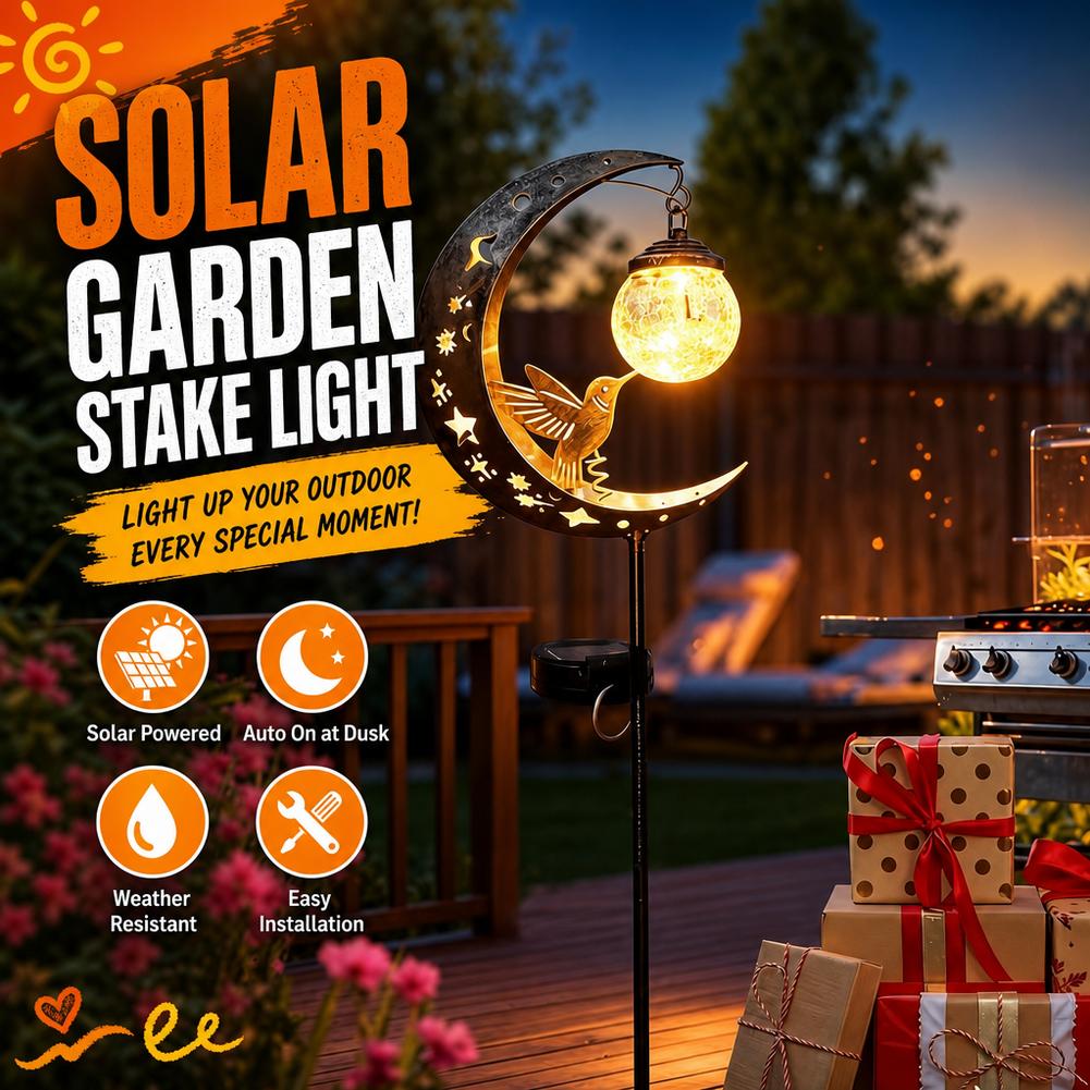 Outdoor Lighting Yard Decoration - 태양광 잔디 조명 철제 벌새 실루엣