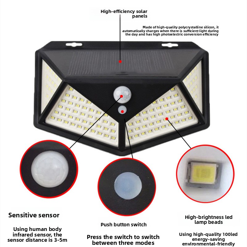 114LED 태양광 패널 벽등, 모든 면에서 발광, 아 - Outdoor Lighting On Amazon 리뷰 및 가격