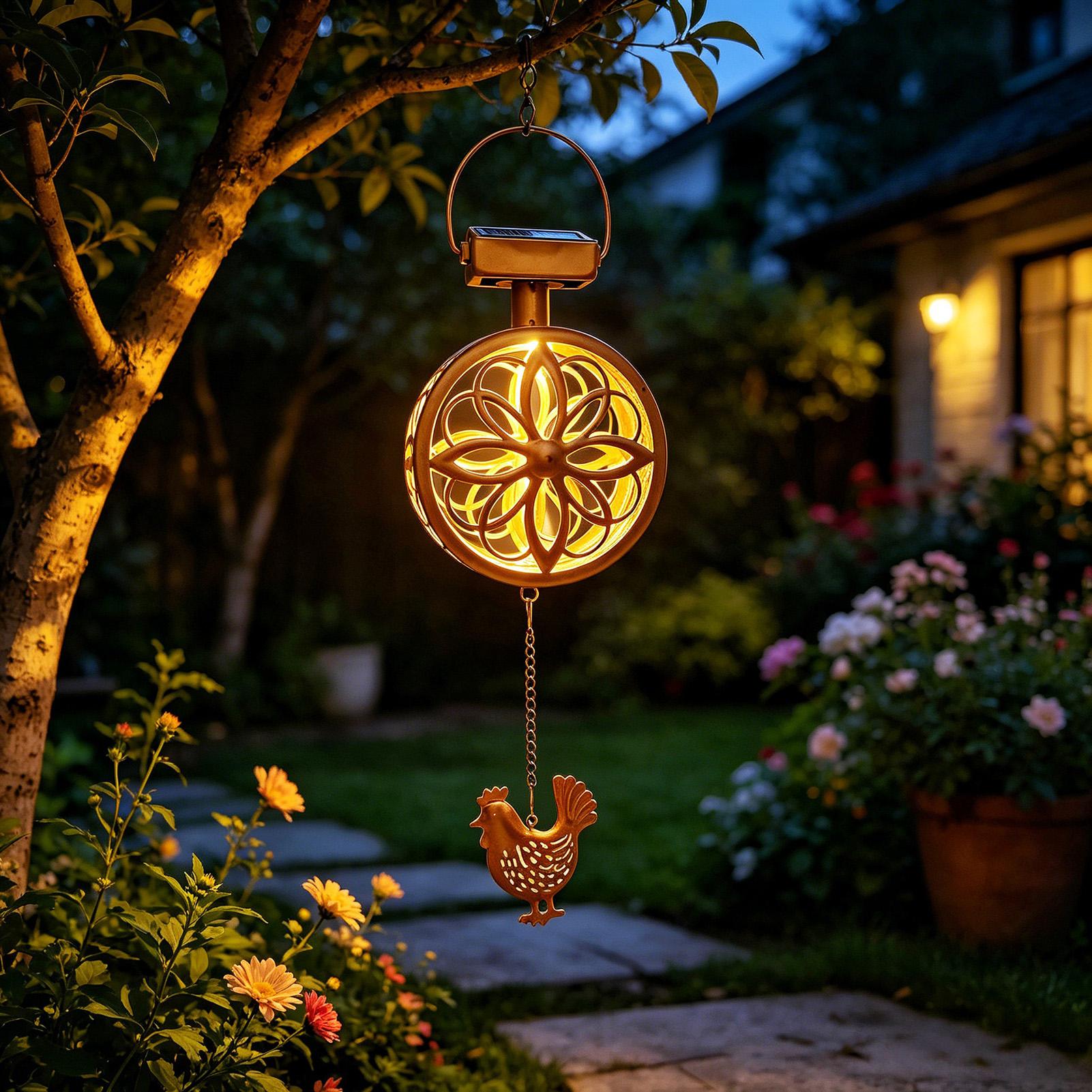 태양열 야외용 펜던트 조명 철제 윈드차임 꽃 램프 방수 - Outdoor Lighting Yard Decoration 리뷰 및 가격