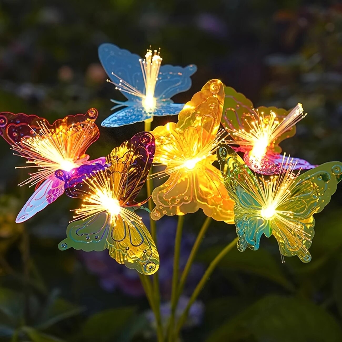 1PC 6 헤드 LED 태양 광 광섬유 나비 조명, 정 - Outdoor Lighting Yard Ideas 리뷰 및 가격