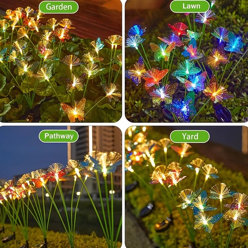 1PC 6 헤드 LED 태양 광 광섬유 나비 조명, 정 - Outdoor Lighting Yard Ideas 리뷰 및 가격