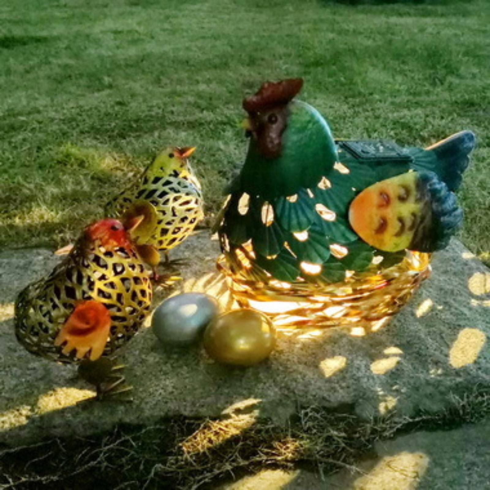 태양광 랜턴 닭 조각상 야외 장식용 암탉과 병아리 조각 - Outdoor Lighting Yard Decoration 리뷰 및 가격