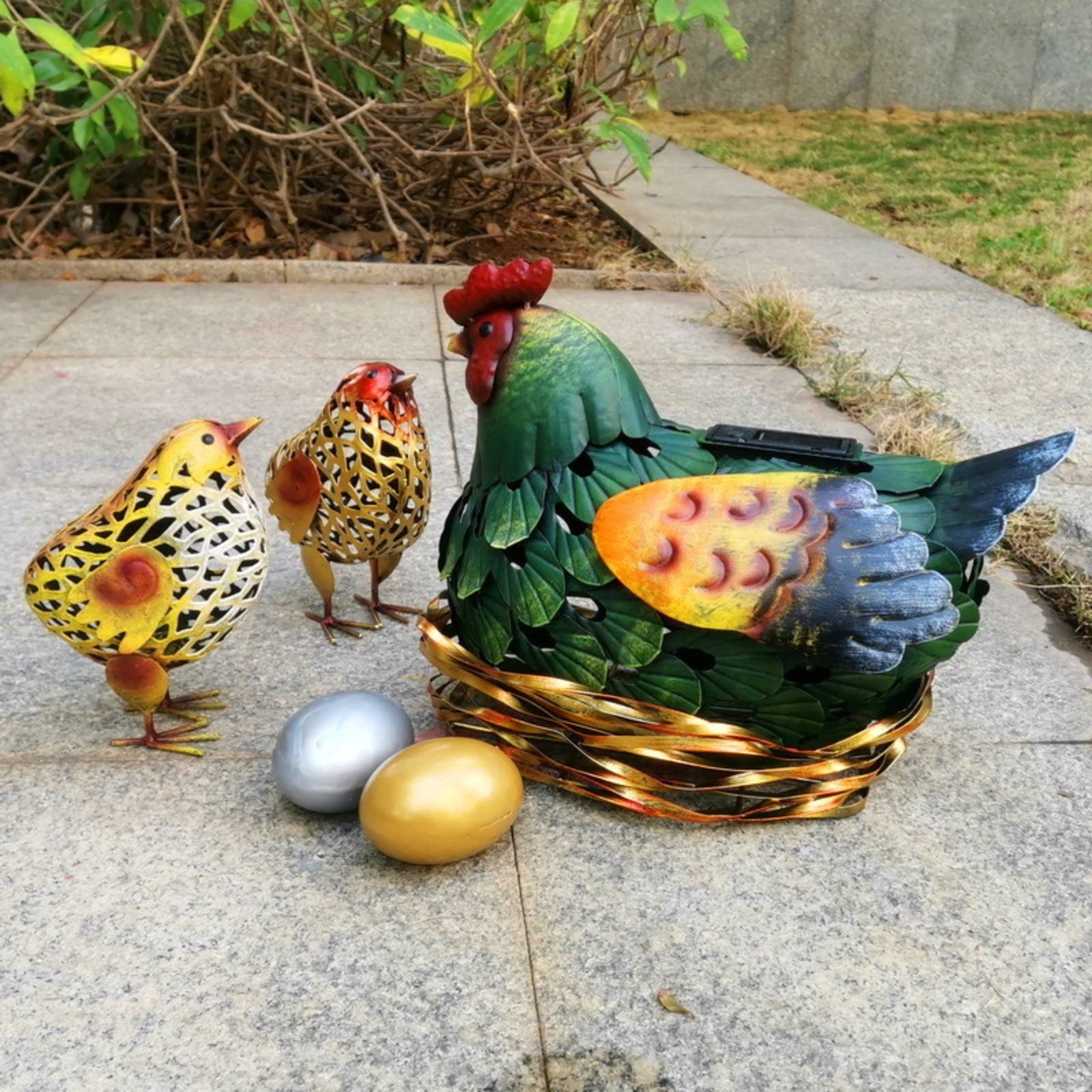 태양광 랜턴 닭 조각상 야외 장식용 암탉과 병아리 조각 - Outdoor Lighting Yard Decoration 리뷰 및 가격
