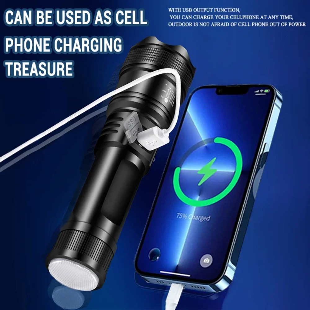 강력한 LED 손전등 USB 충전식 토치 내장 배터리  - Outdoor Lighting Battery Powered 리뷰 및 가격