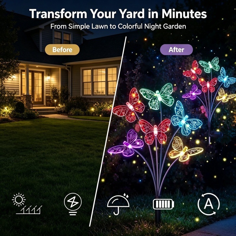 태양광 나비 조명, 방수 LED 정원 장식등 (야외 잔 - Outdoor Lighting Battery Powered 리뷰 및 가격