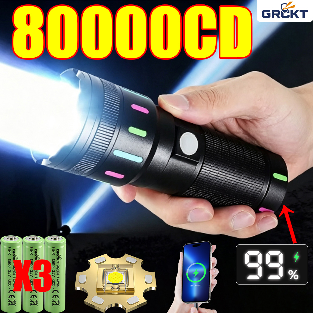80000CD 가장 강력한 LED 손전등 고출력 전술  - Outdoor Lighting Quality 리뷰 및 가격