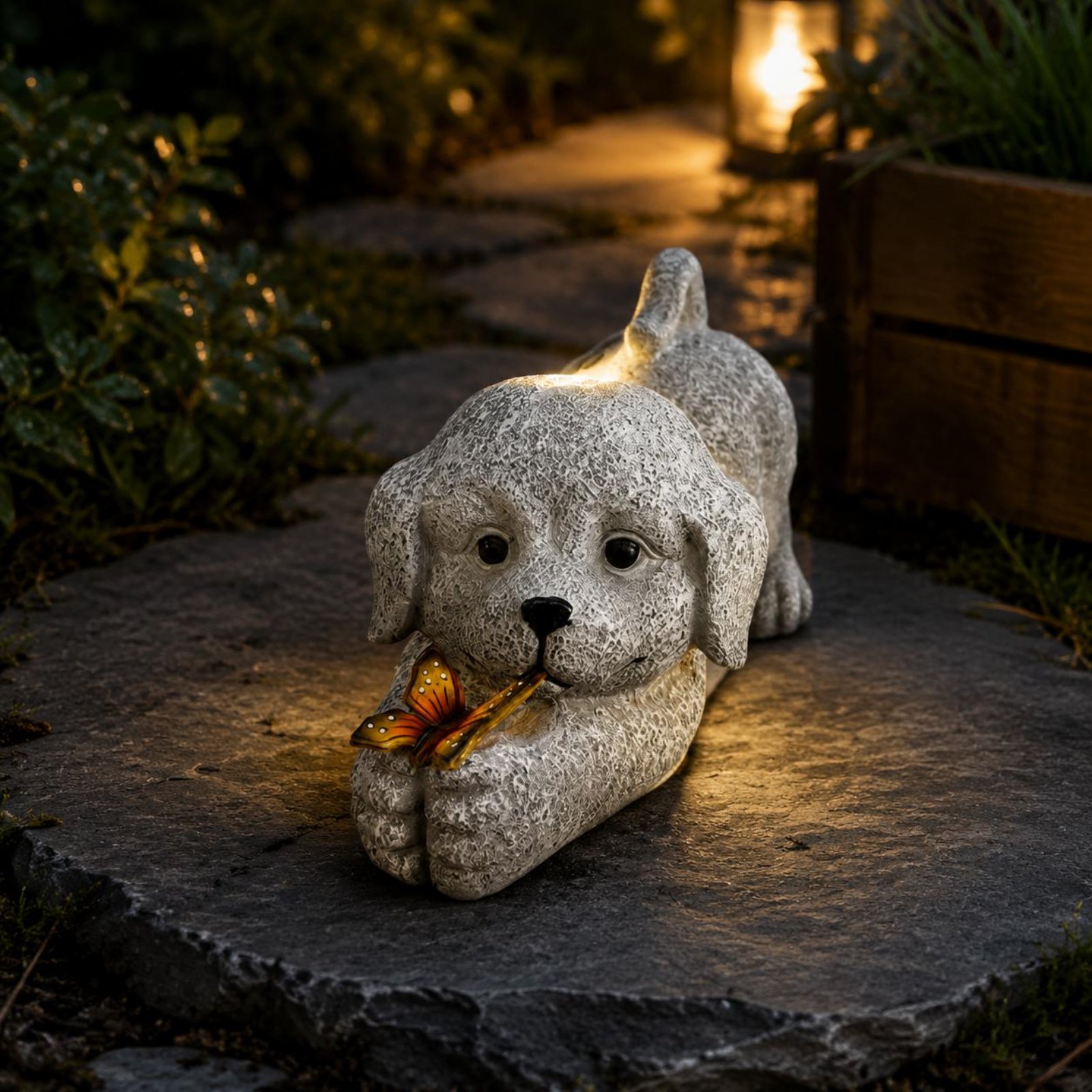 태양열 개 조각상 수지 공예품 태양열 개 조명 야외 장 - Outdoor Lighting Yard Decoration 리뷰 및 가격