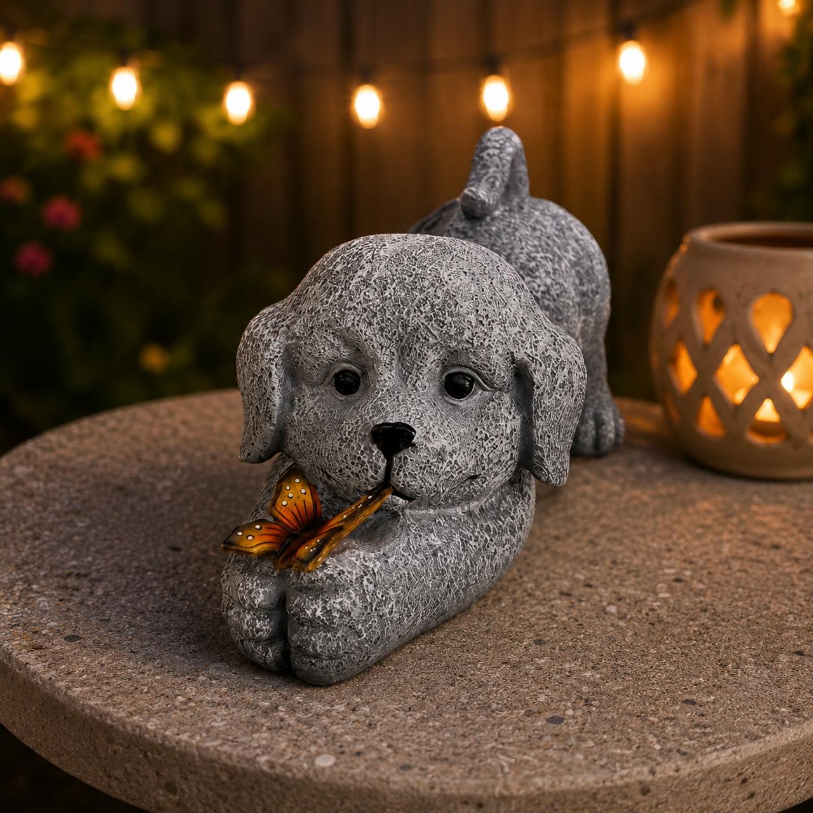 태양열 개 조각상 수지 공예품 태양열 개 조명 야외 장 - Outdoor Lighting Yard Decoration 리뷰 및 가격