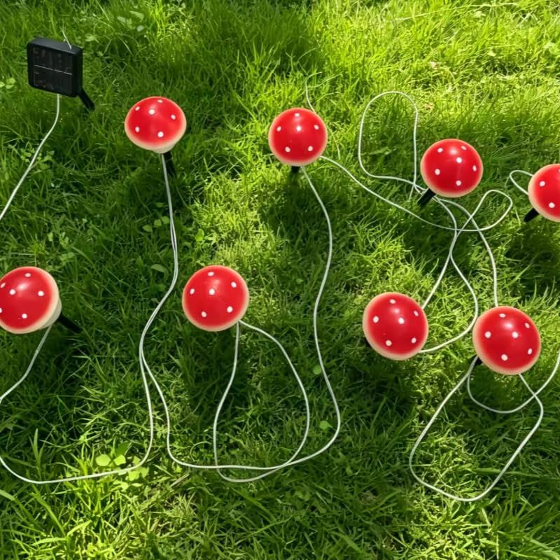 태양광 버섯 모양 스트링 라이트 방수 야외 스테이크 조 - Outdoor Lighting Yard Decoration 리뷰 및 가격