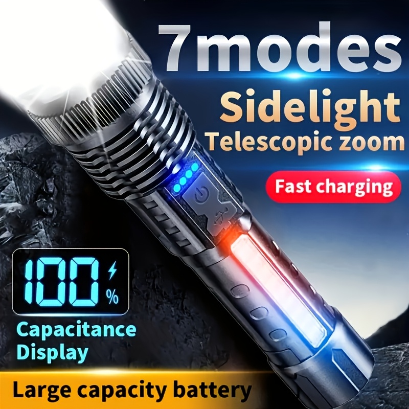강력한 LED 손전등 배터리 표시등 USB 충전식 라이 - Outdoor Lighting Battery Powered 리뷰 및 가격