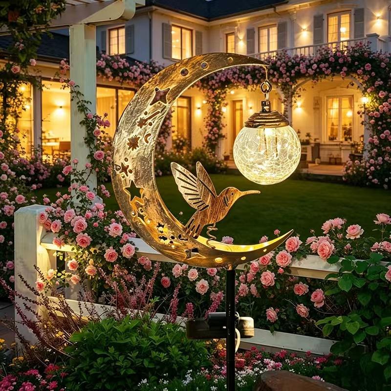 태양광 잔디 조명 철제 벌새 실루엣 달 별 야외 정원  - Outdoor Lighting Yard Decoration 리뷰 및 가격