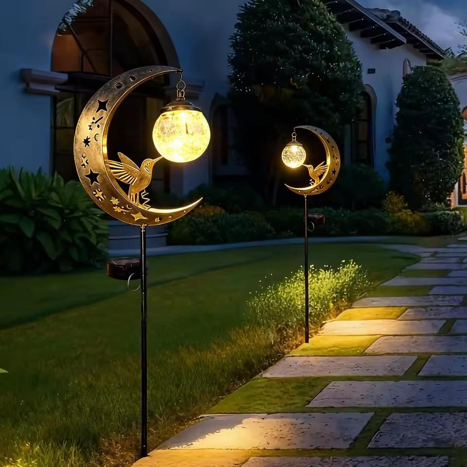태양광 잔디 조명 철제 벌새 실루엣 달 별 야외 정원  - Outdoor Lighting Yard Decoration 리뷰 및 가격